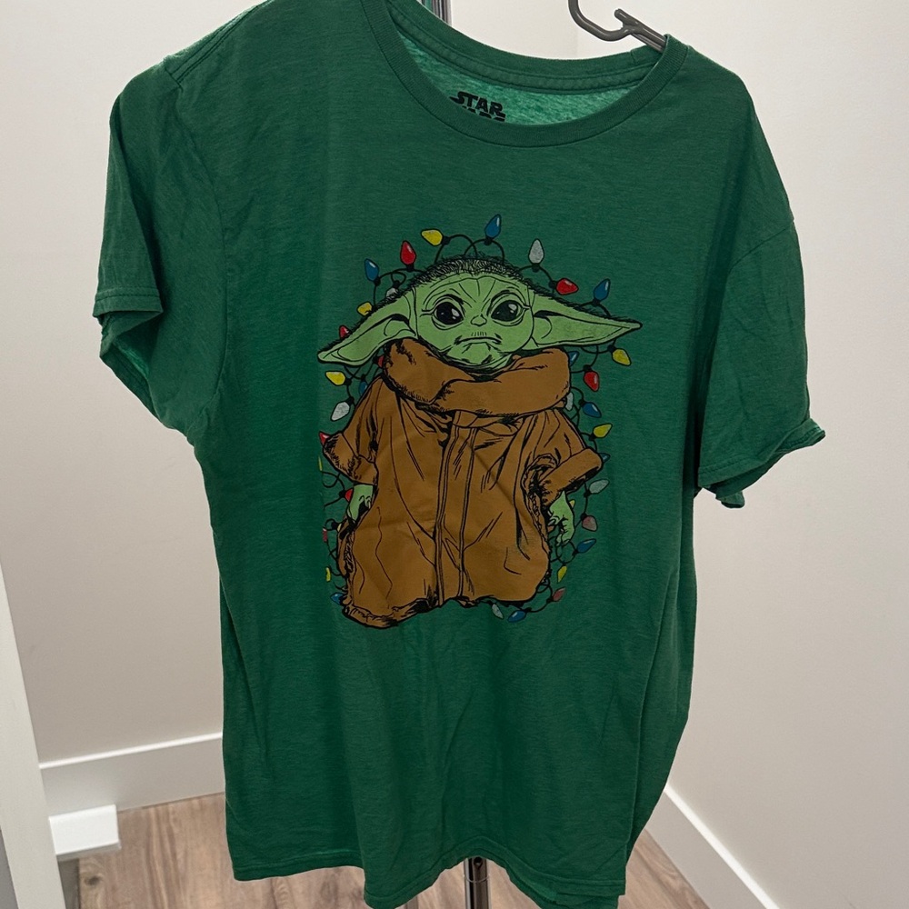 Star Wars Kids Green Grogu Holiday Lights Graphic Tee